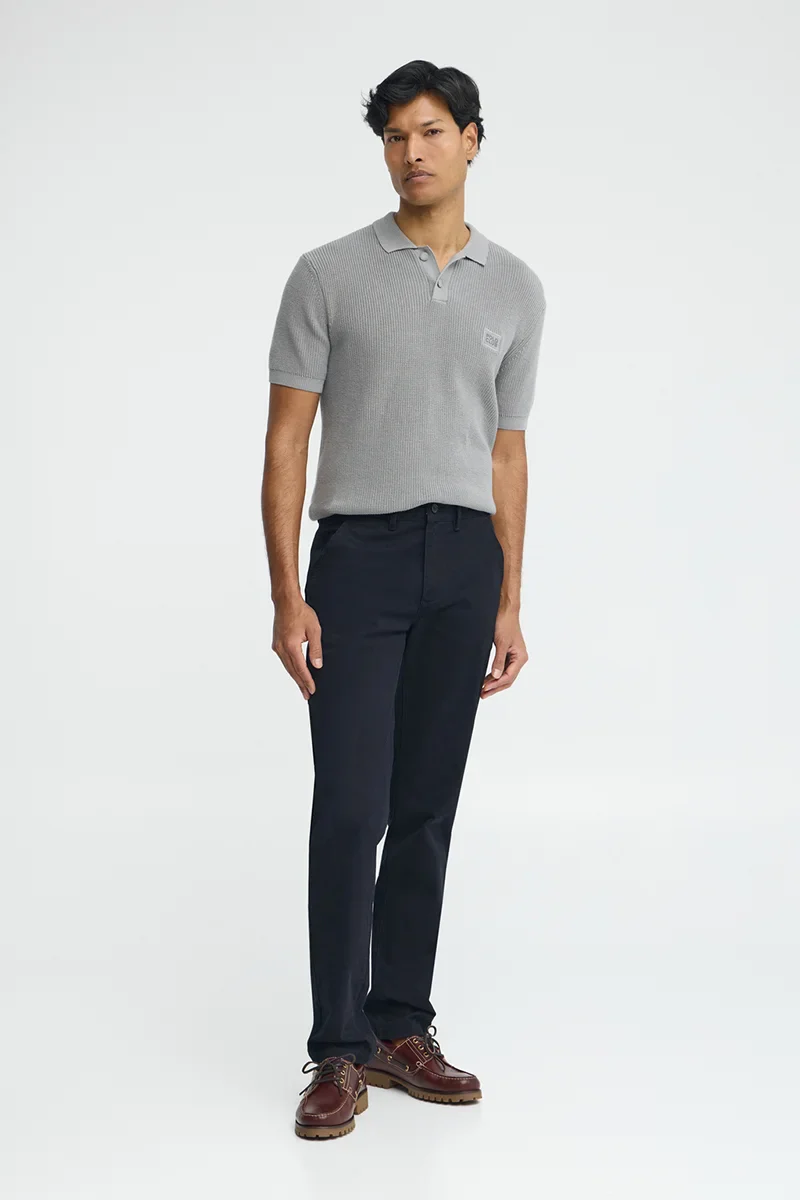 Navy-blue slim-fit chinos with Polo Club logo