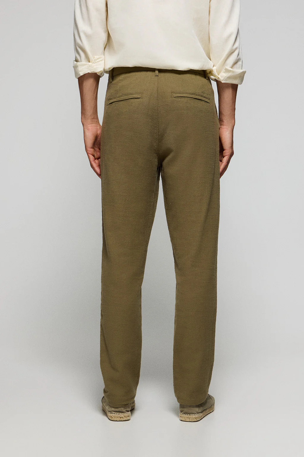 Khaki trousers in linen and cotton with embroidered Polo Club details - Image 4