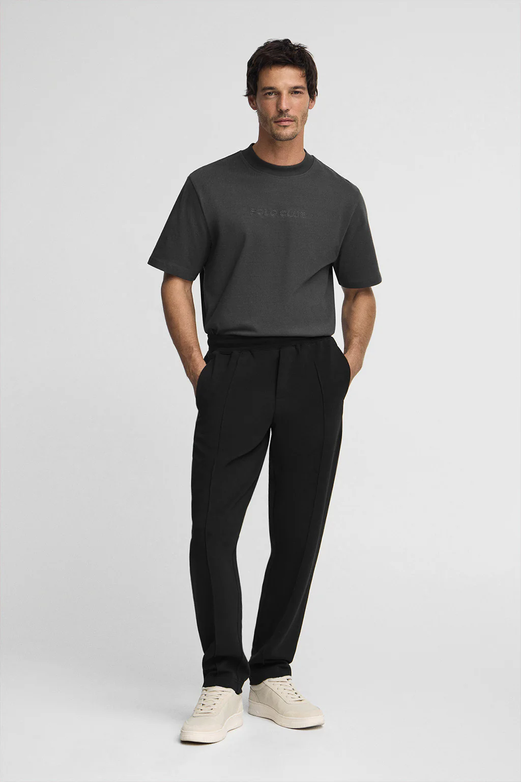 Black men’s jogger pants with Polo Club details