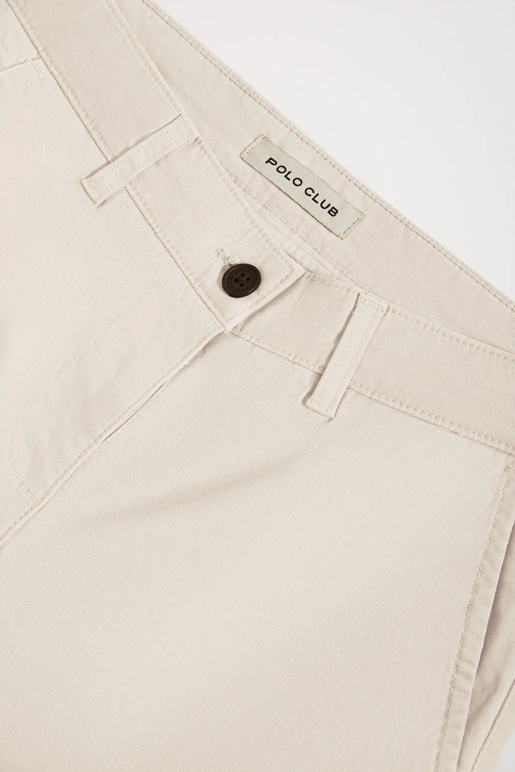 Ecru slim-fit chinos with Polo Club detail - Image 6