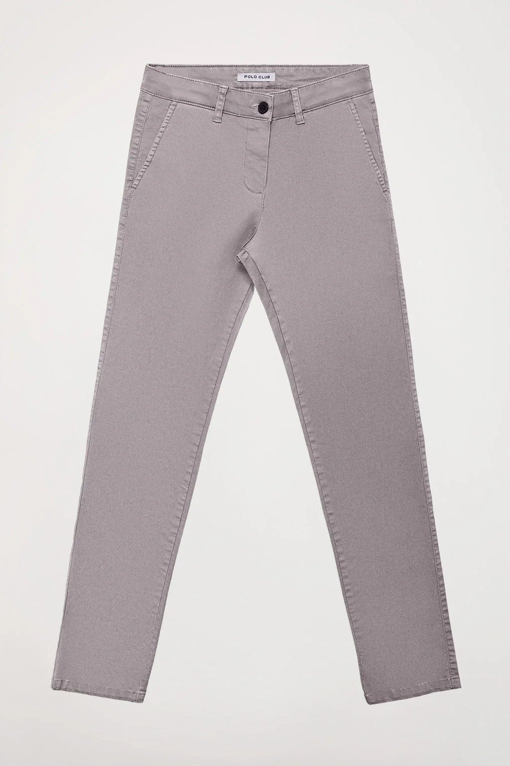 Grey slim-fit chinos with Polo Club detail - Image 9