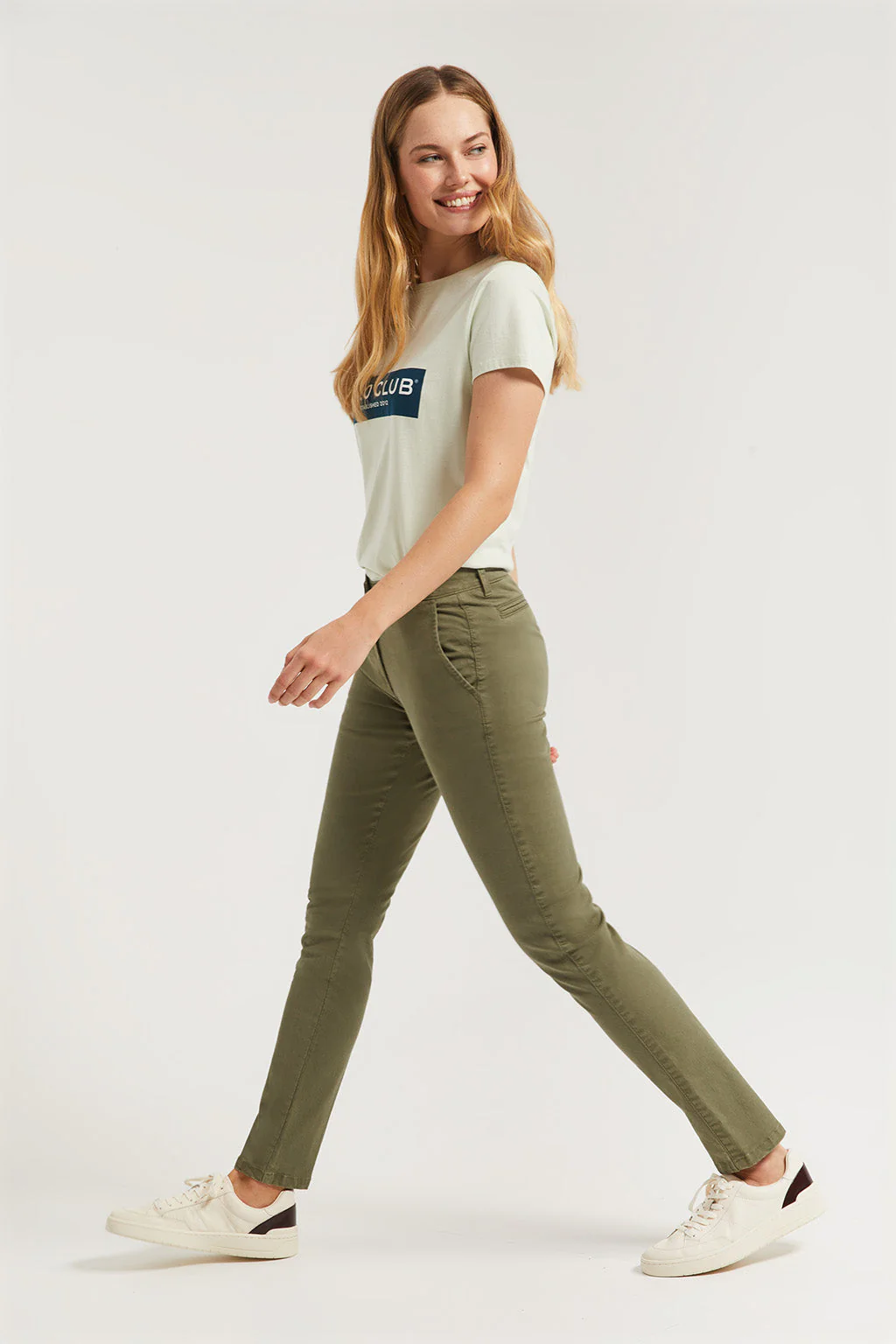 Khaki slim-fit chinos with Polo Club detail