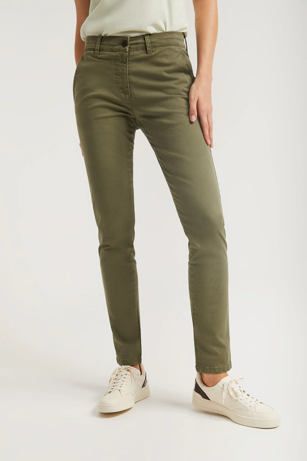 Khaki slim-fit chinos with Polo Club detail - Image 2