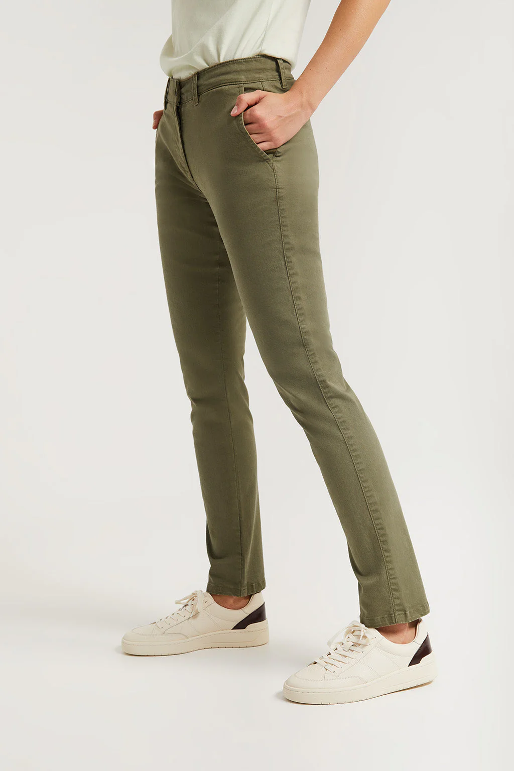Khaki slim-fit chinos with Polo Club detail - Image 4