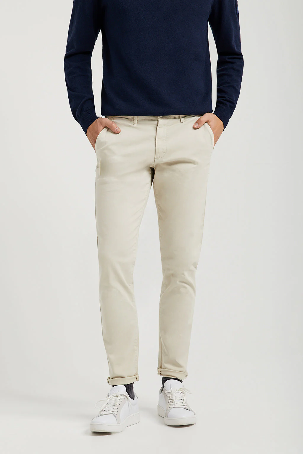 Beige stretch-cotton chinos with Polo Club details - Image 2