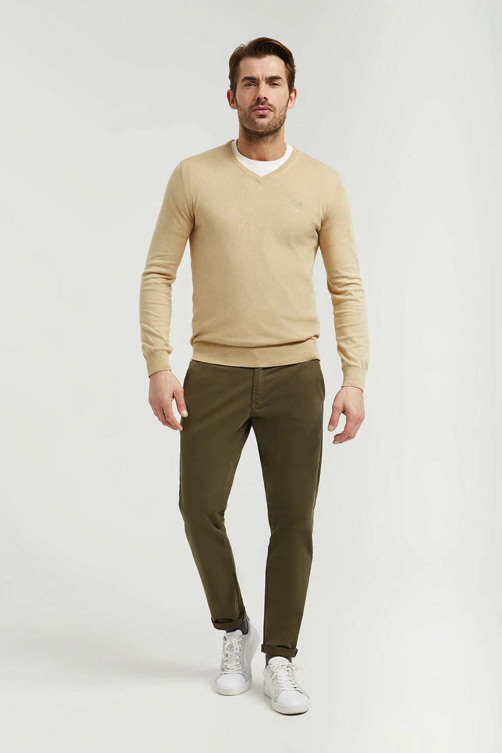 Dark-green stretch-cotton chinos with Polo Club details