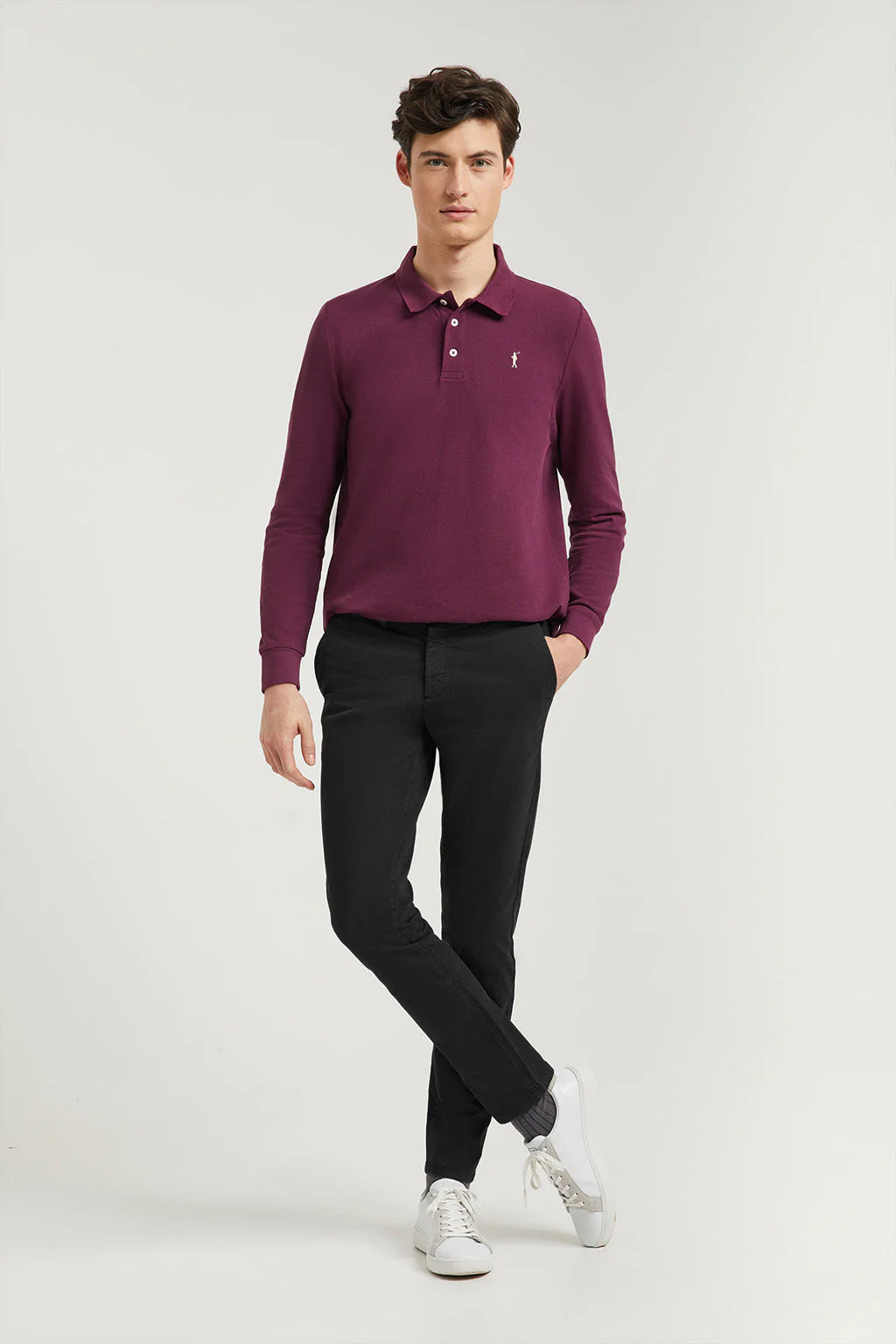 Dark-grey stretch-cotton chinos with Polo Club details