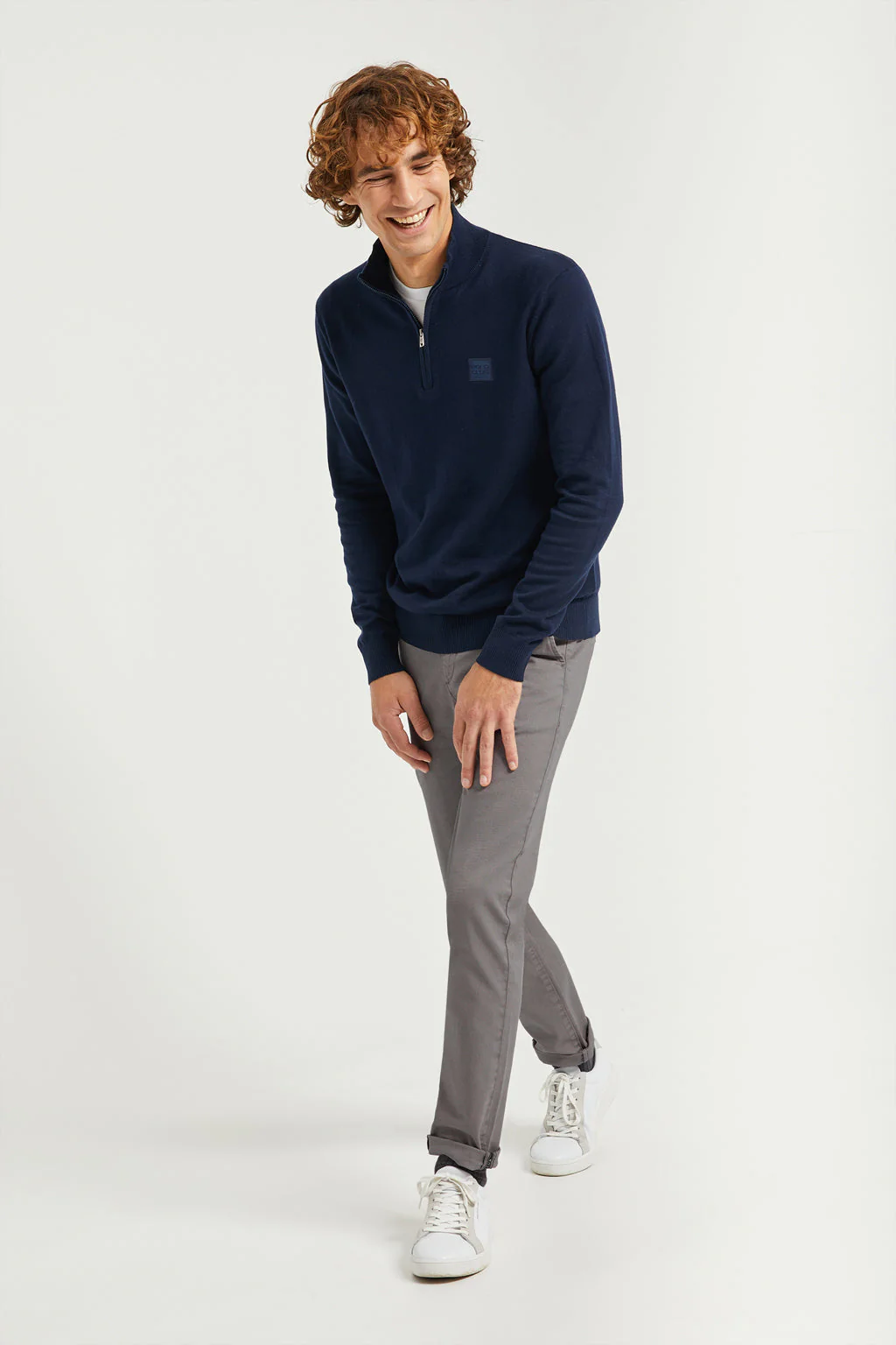 Grey stretch-cotton chinos with Polo Club details