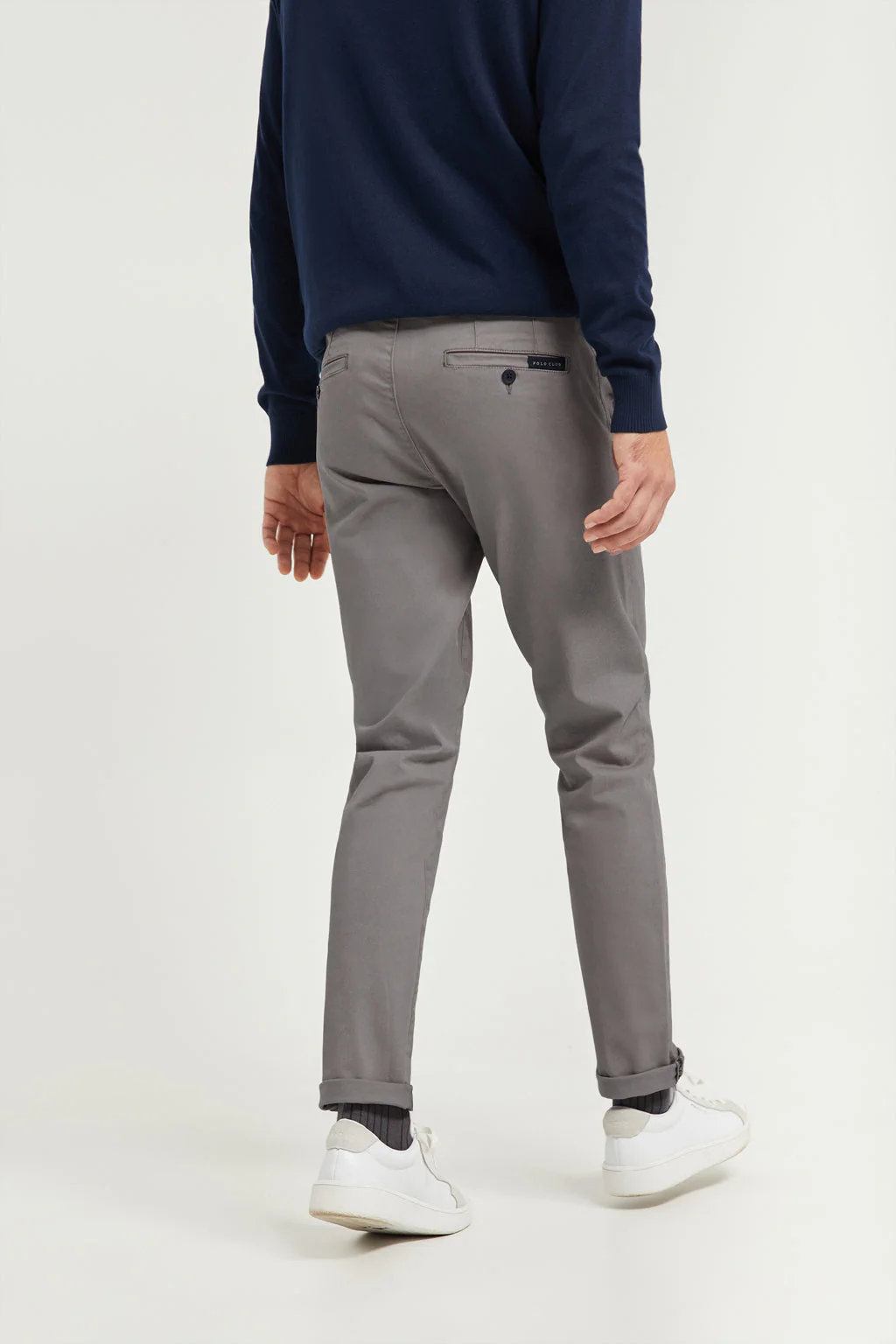 Grey stretch-cotton chinos with Polo Club details - Image 5