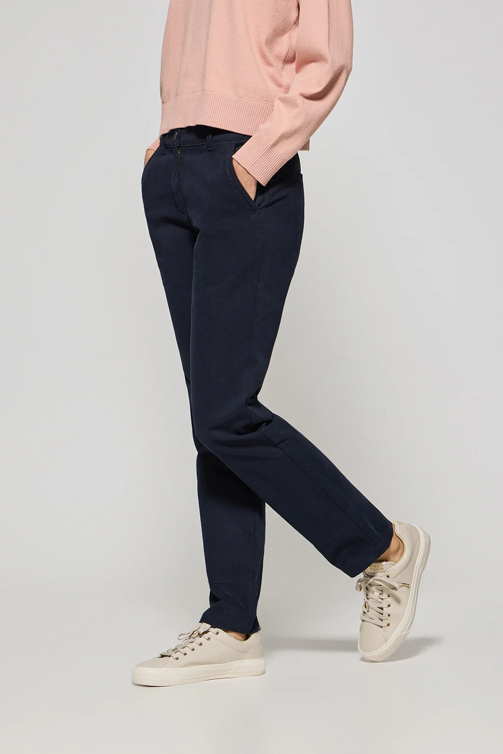Navy-blue chinos May with minimal Polo Club pocket embroidery - Image 3