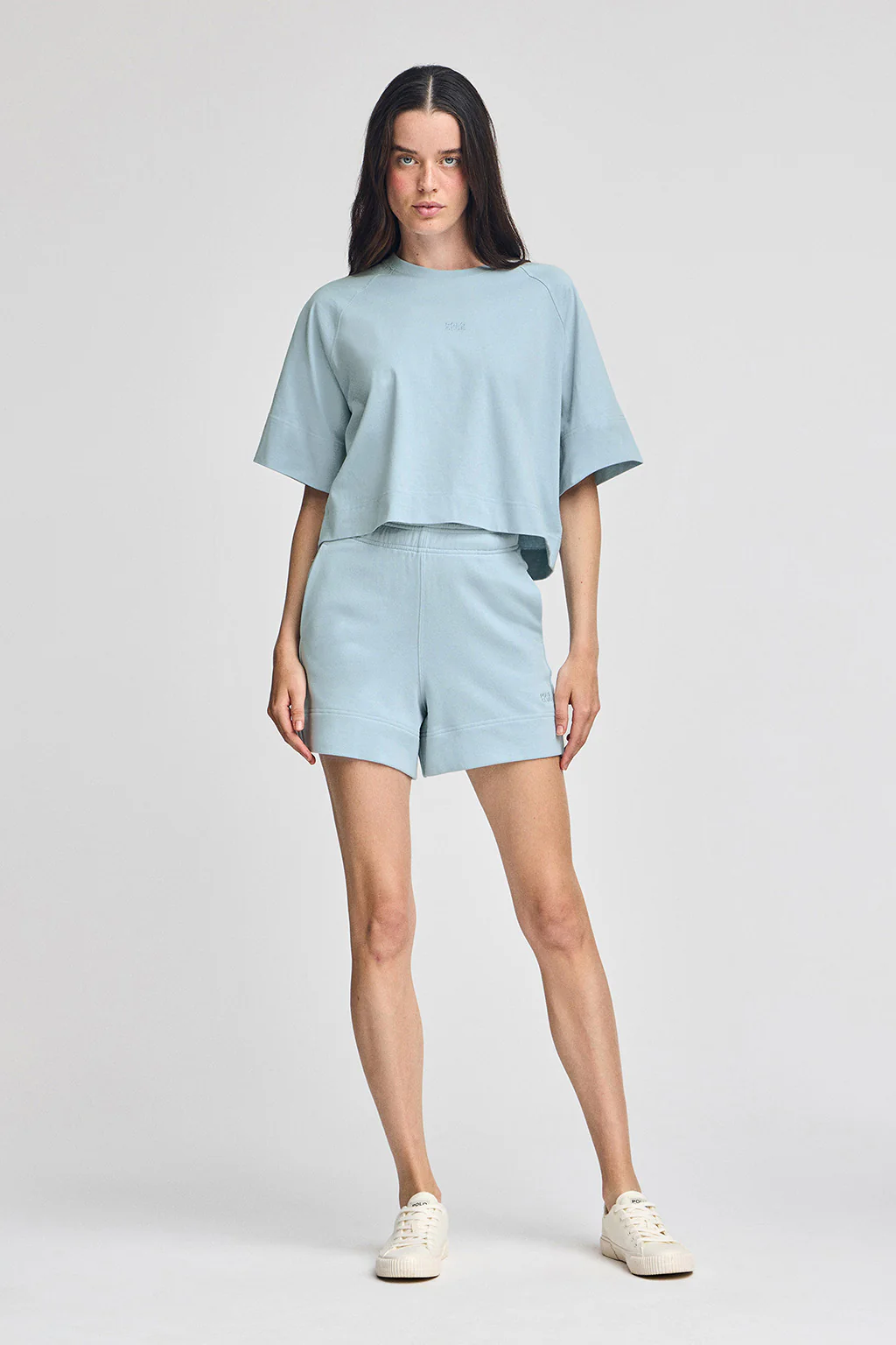 Light-blue cotton shorts with embroidered logo - Image 4