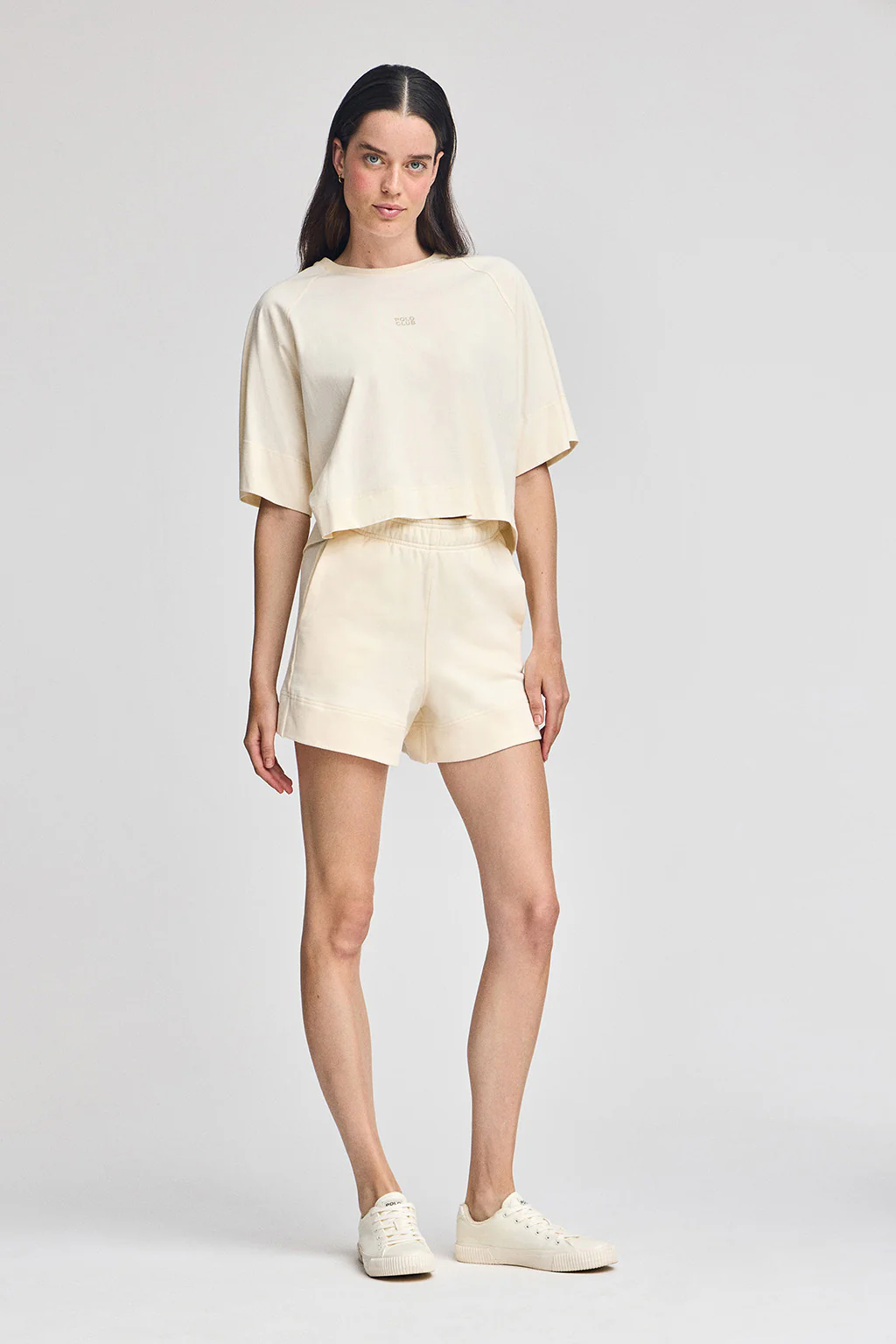 Nude cotton shorts with embroidered logo - Image 4