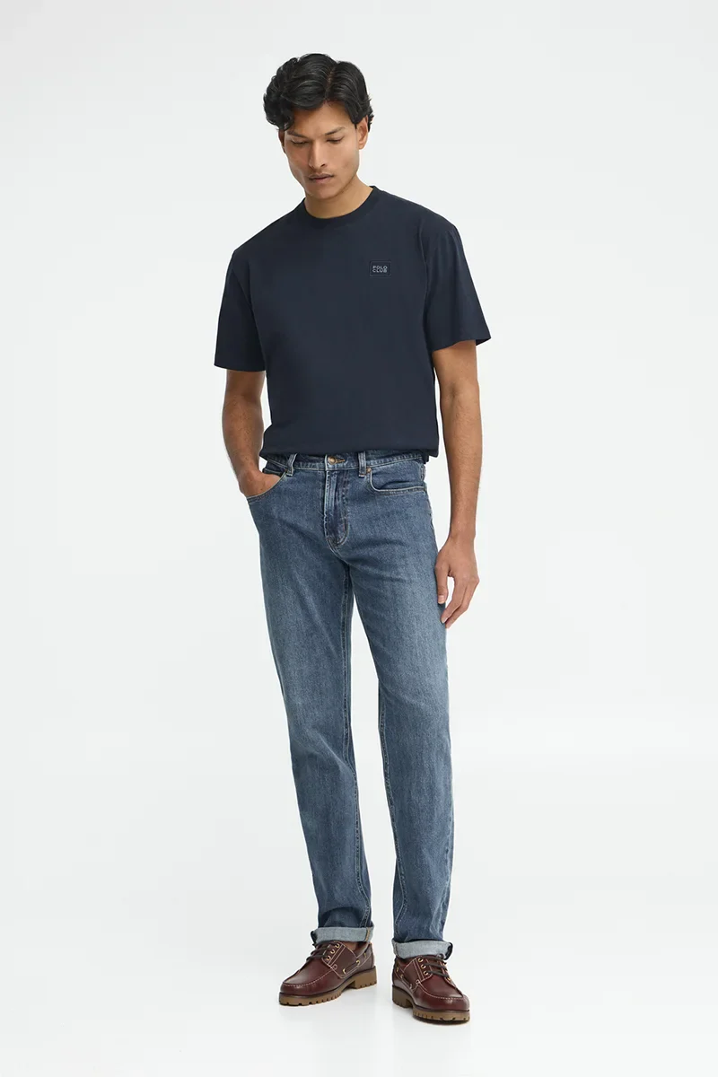 Mid-blue slim-fit jeans with Polo Club logo