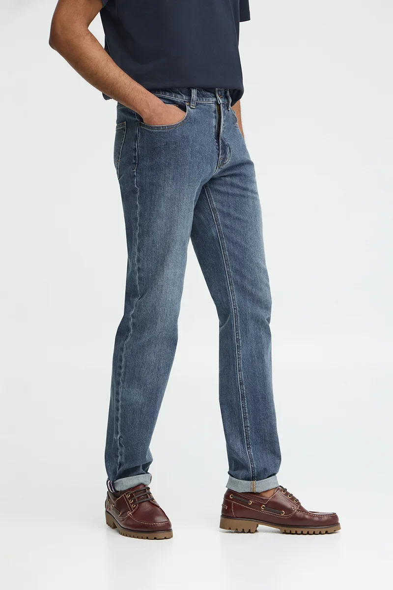 Mid-blue slim-fit jeans with Polo Club logo - Image 3
