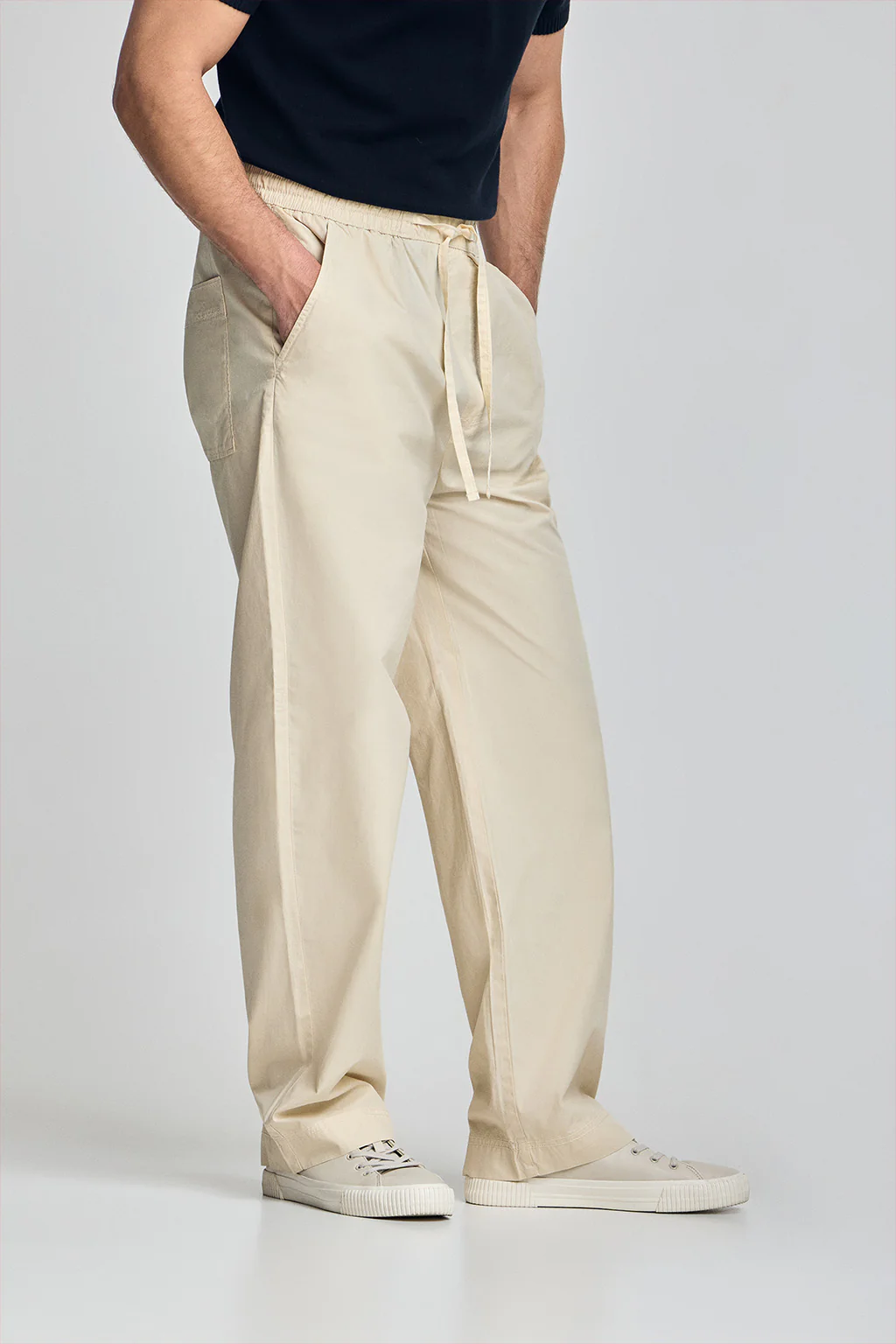 Beige trousers Sunset with elasticated waist - Image 3