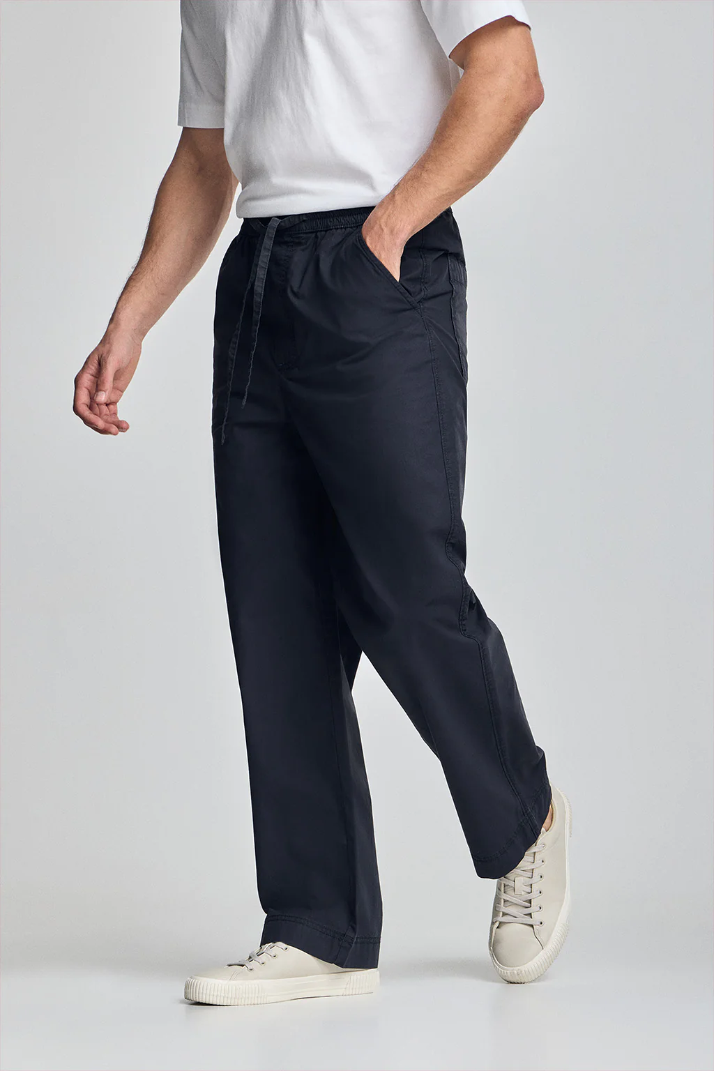 Navy-blue trousers Sunset with elasticated waist - Image 3