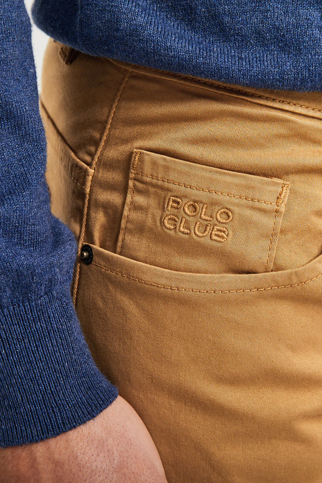 Brown trousers with five pockets and embroidered logo - Image 2