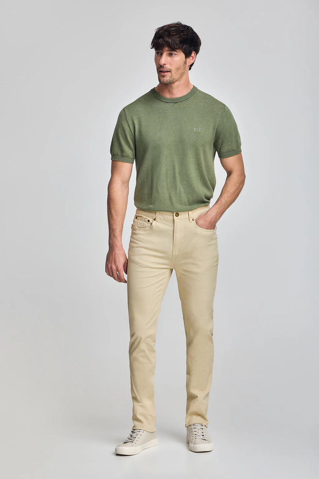 Beige slim-fit trousers Voss with five pockets - Image 4