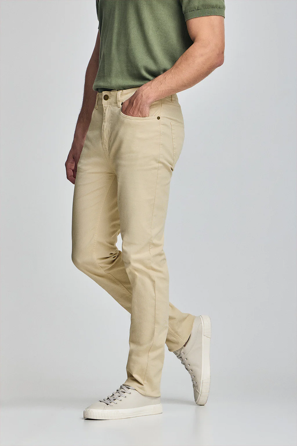 Beige slim-fit trousers Voss with five pockets - Image 5