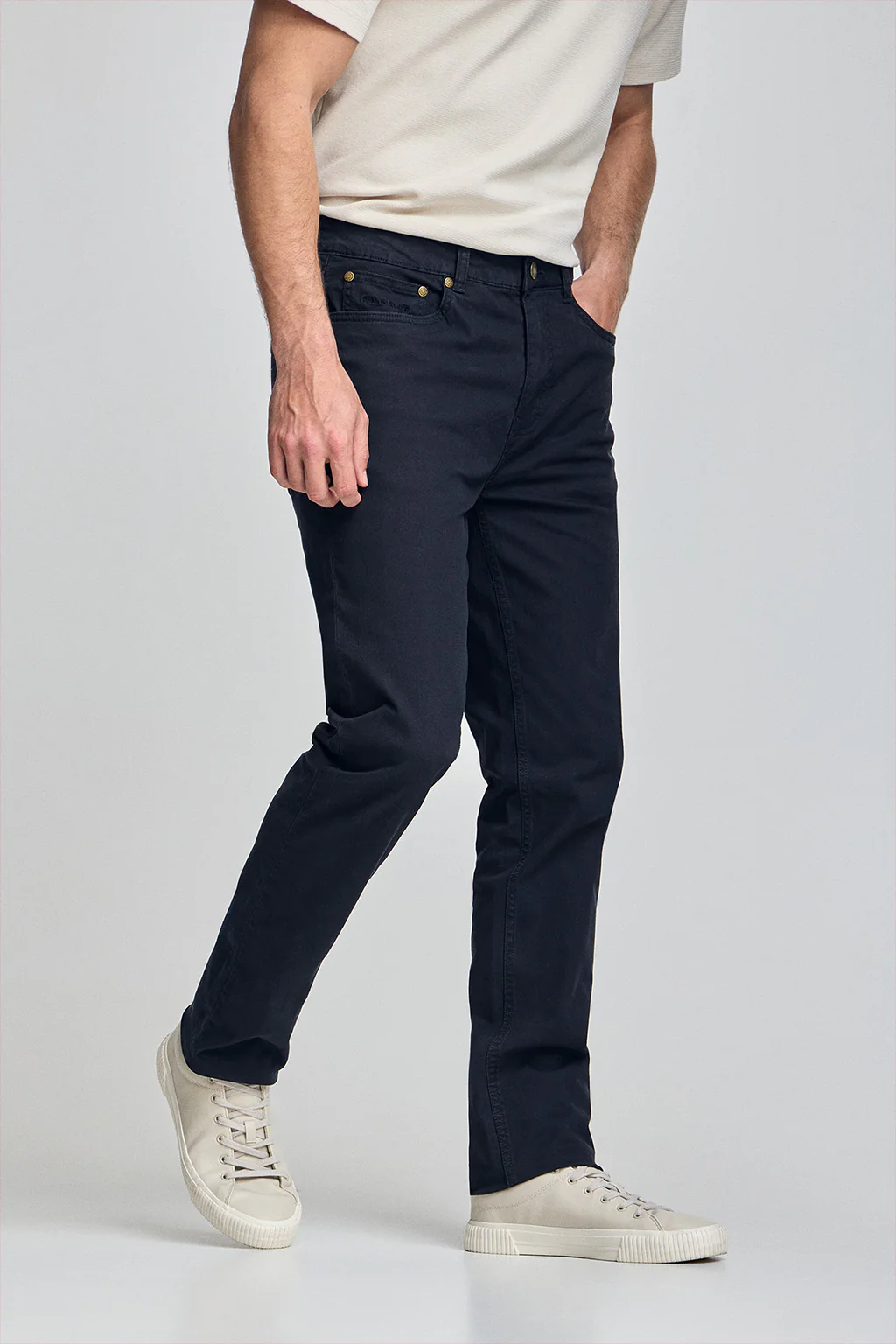 Navy-blue slim-fit trousers Voss with five pockets - Image 3