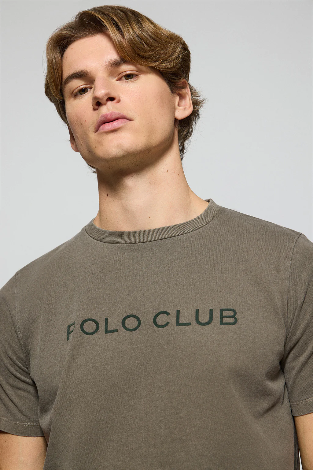 Army-green garment-dyed T-shirt Apolo with velvety Polo Club logo - Image 3