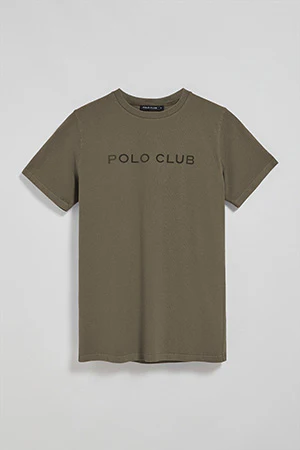 Army-green garment-dyed T-shirt Apolo with velvety Polo Club logo - Image 9
