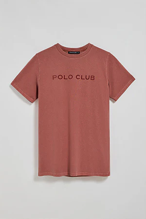 Red garment-dyed T-shirt Apolo with velvety Polo Club logo - Image 9