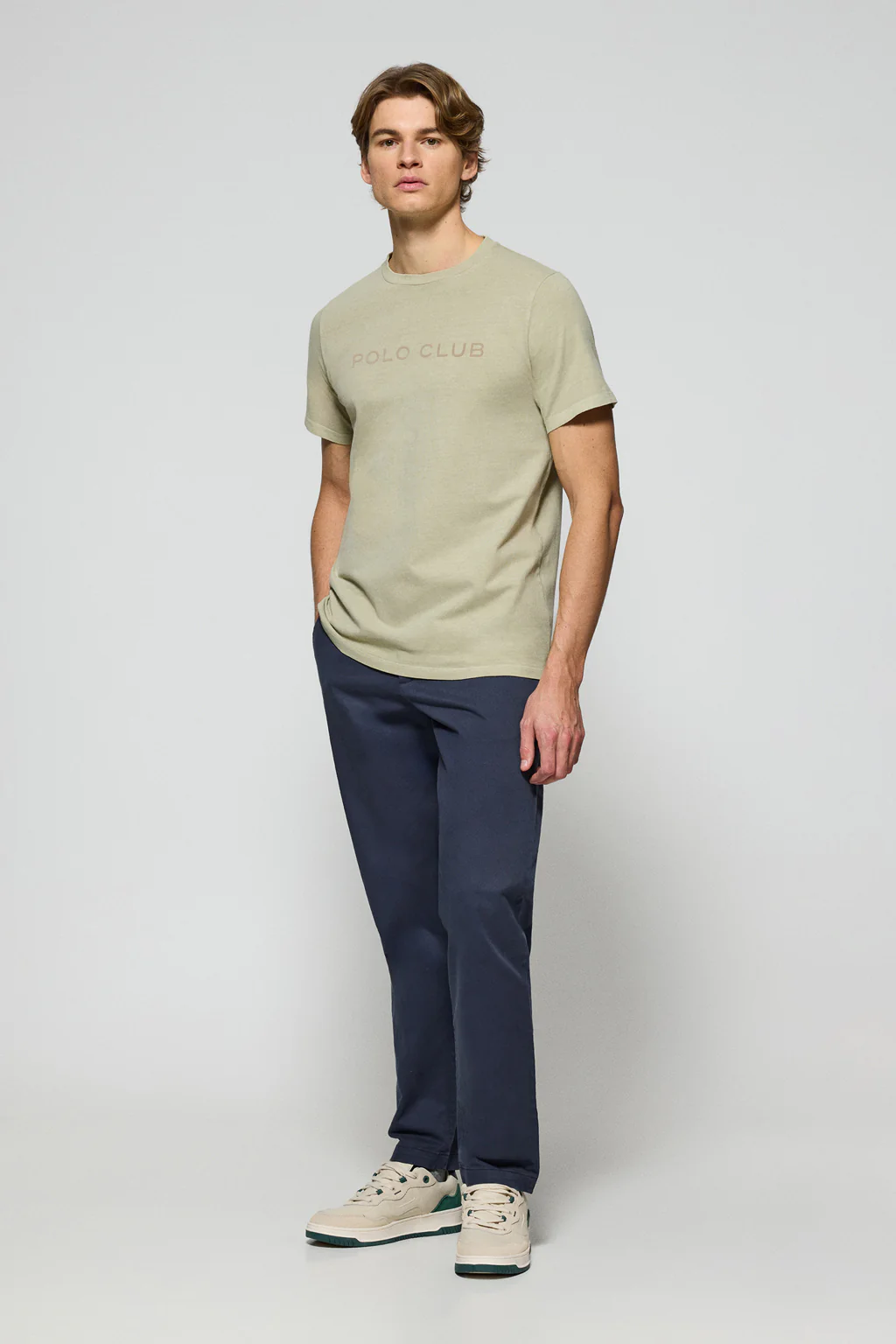 Stone garment-dyed T-shirt Apolo with velvety Polo Club logo - Image 4