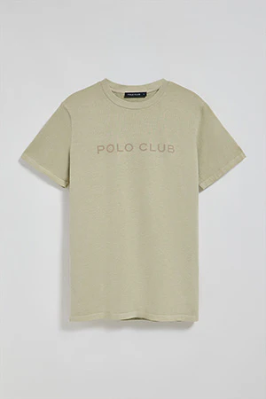 Stone garment-dyed T-shirt Apolo with velvety Polo Club logo - Image 9