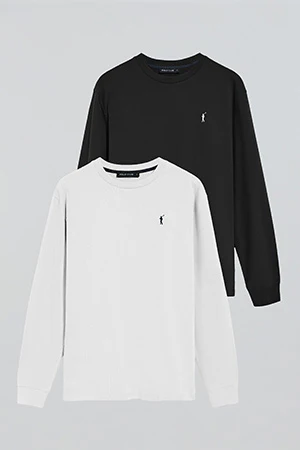 Long-sleeve T-shirt with Rigby Go embroidered logo 2 pack (black and white) - Image 9