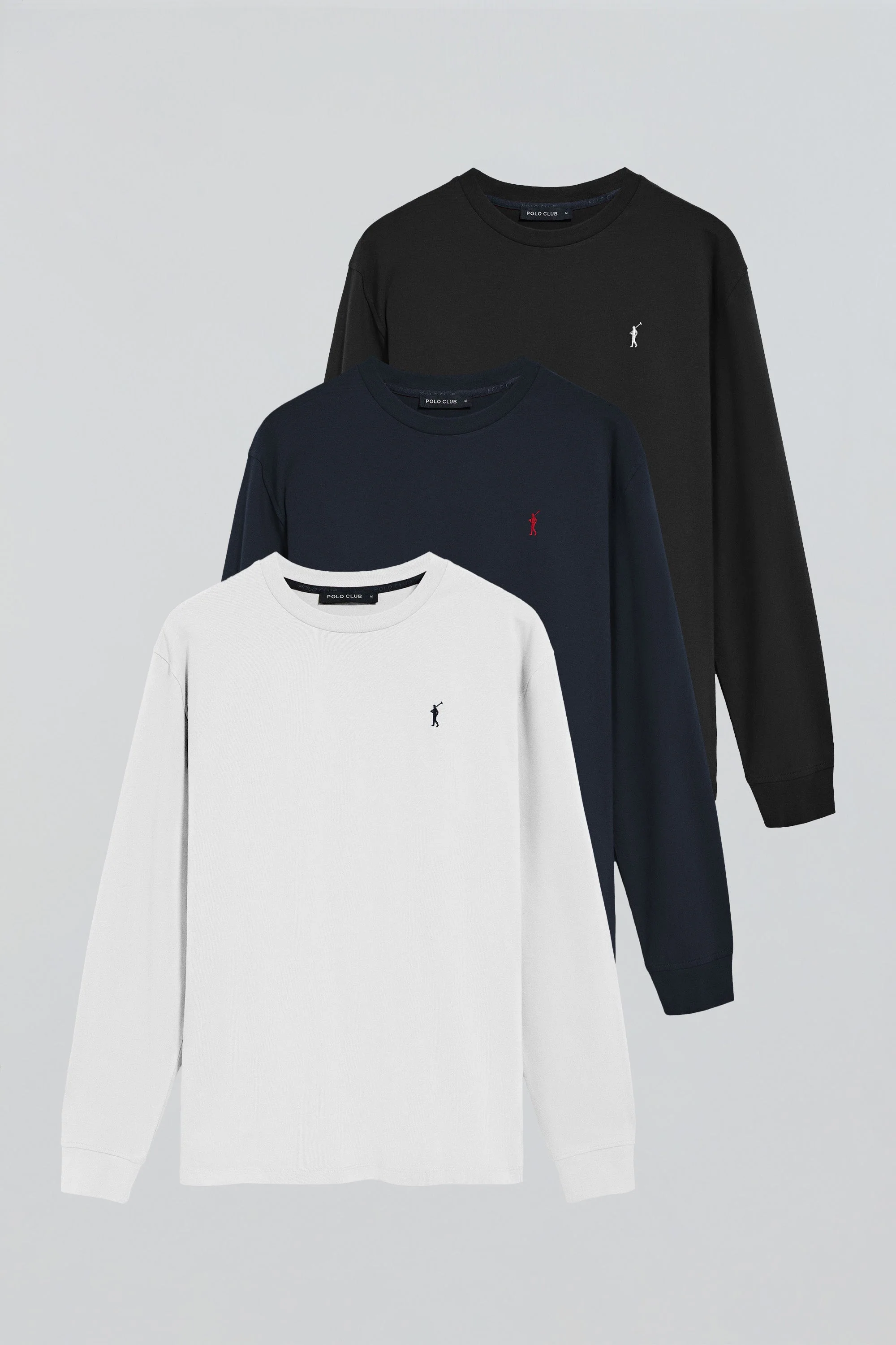 Long-sleeve T-shirt with Rigby Go logo 3 pack (white, navy blue and black) - Image 11