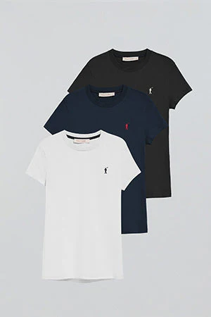 Short-sleeve T-shirt with Rigby Go embroidered logo 3 pack (navy blue, black and white) - Image 12