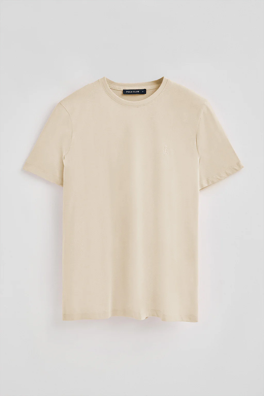 Beige round-neck basic T-shirt with Rigby Best embroidery - Image 5