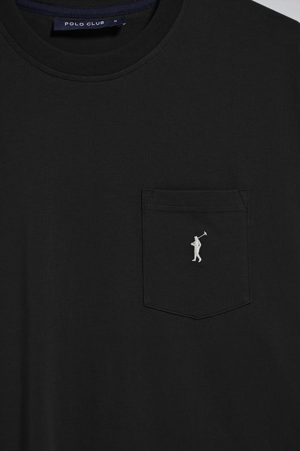 Black round-neck tee with pocket and Rigby Go logo - Image 3