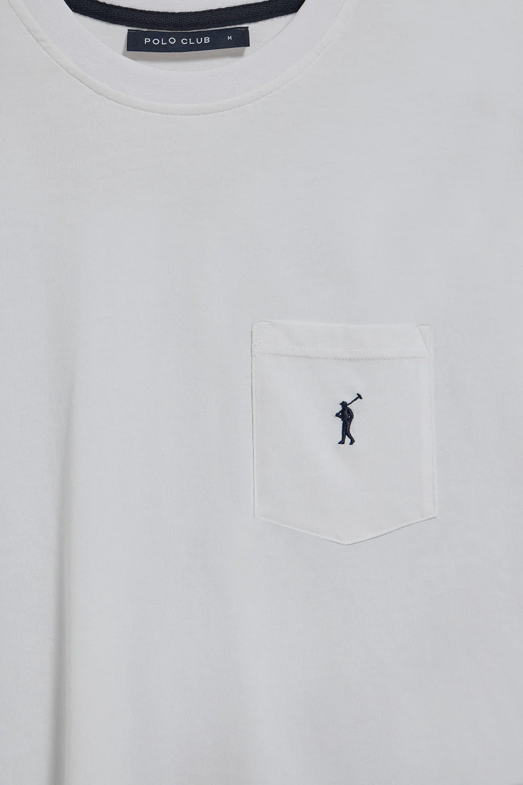 White round-neck tee with pocket and Rigby Go logo - Image 3