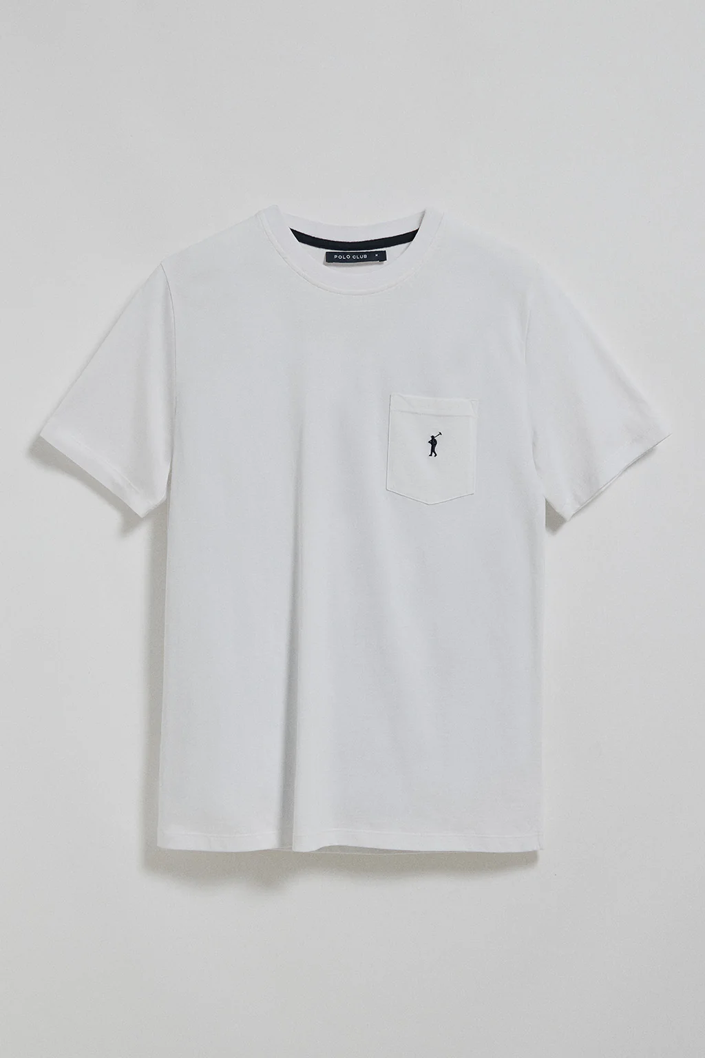 White round-neck tee with pocket and Rigby Go logo - Image 4