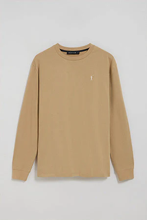 Camel long-sleeve T-shirt with Rigby Go embroidered logo - Image 9