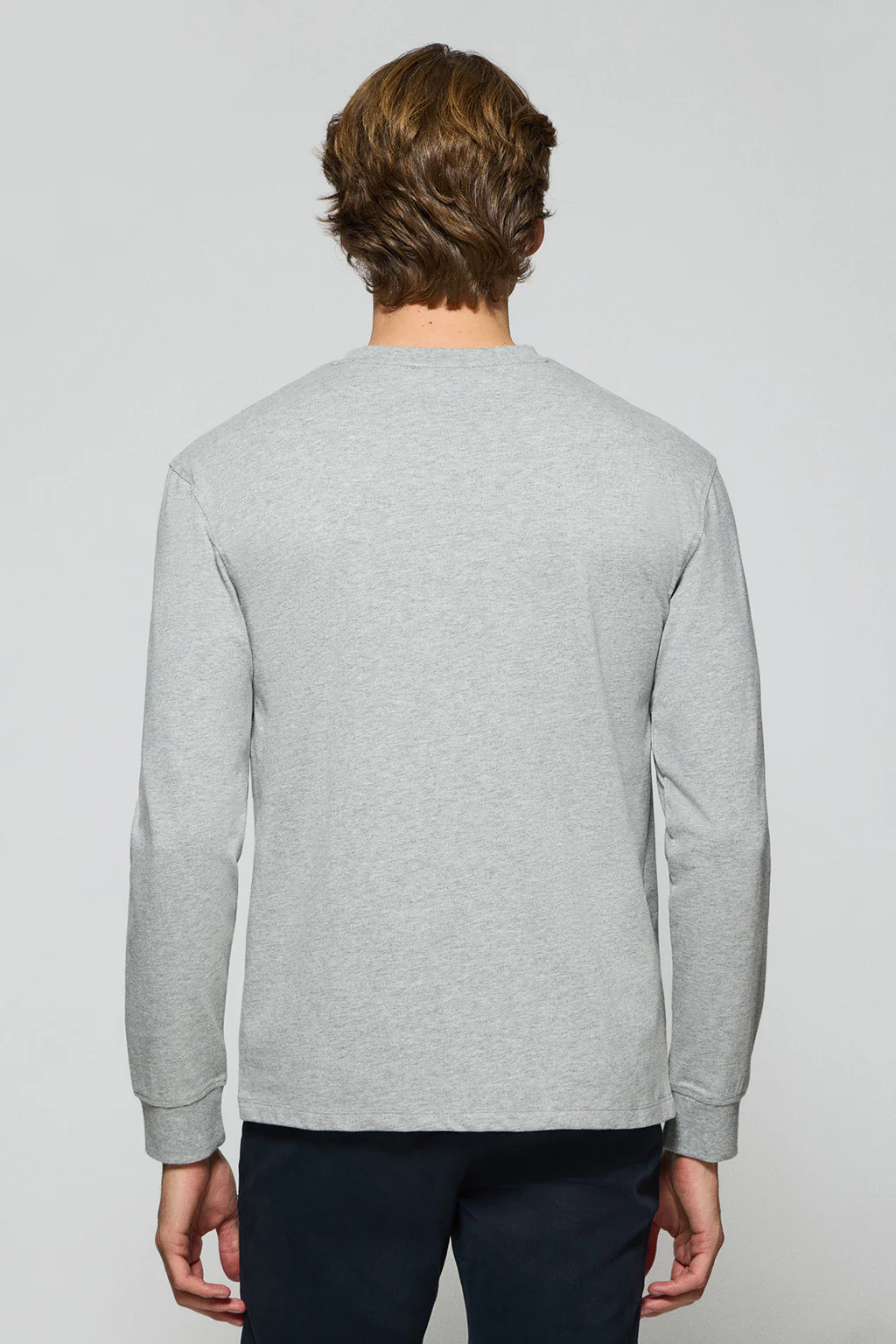 Grey-marl long-sleeve T-shirt with Rigby Go embroidered logo - Image 2
