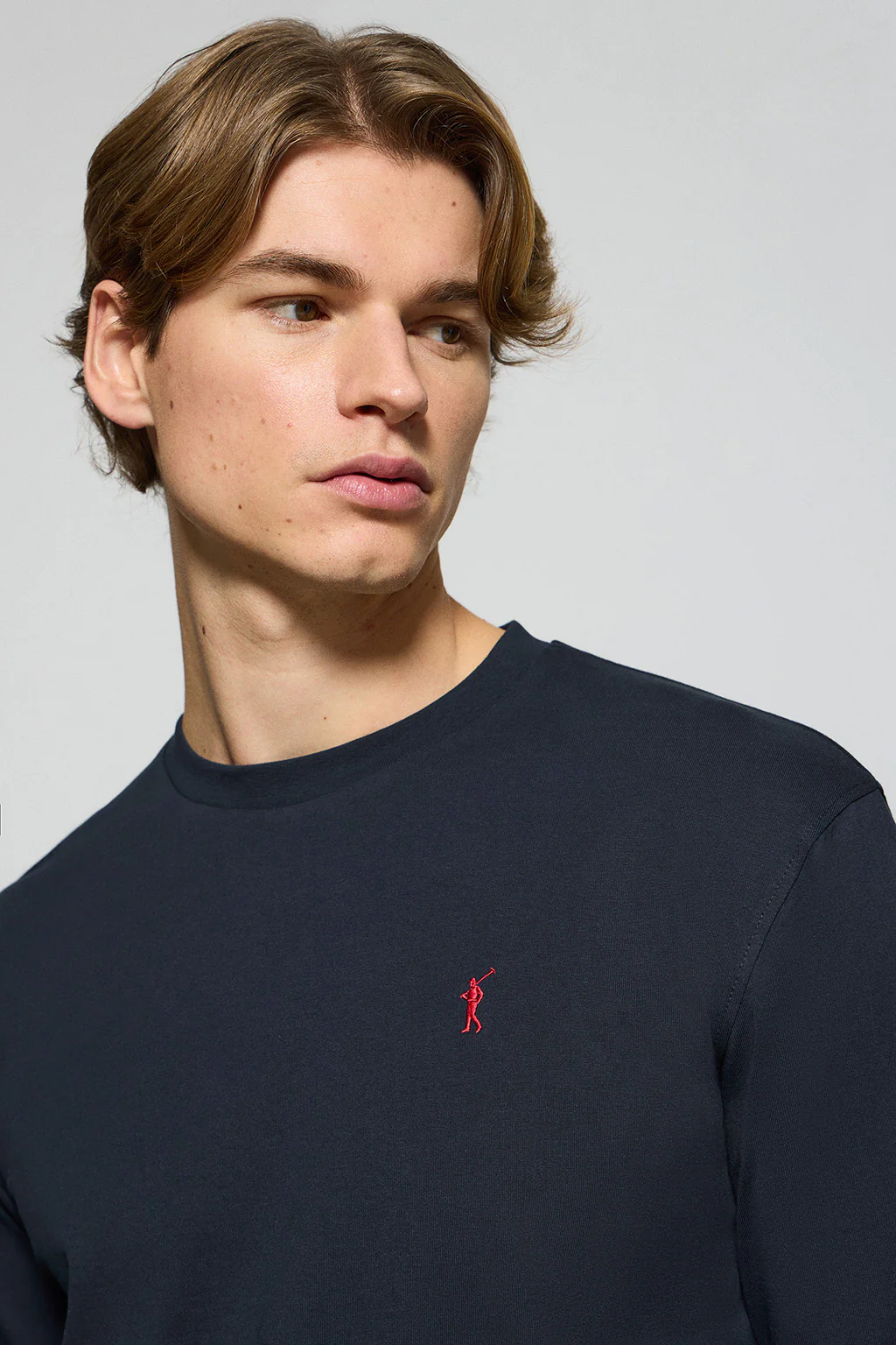Navy-blue long-sleeve T-shirt with Rigby Go embroidered logo - Image 3