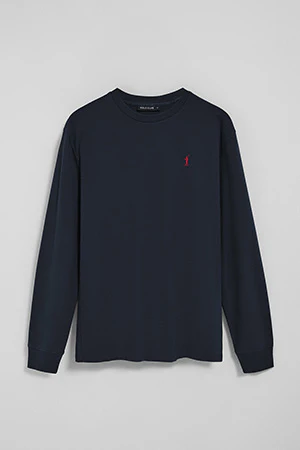 Navy-blue long-sleeve T-shirt with Rigby Go embroidered logo - Image 9