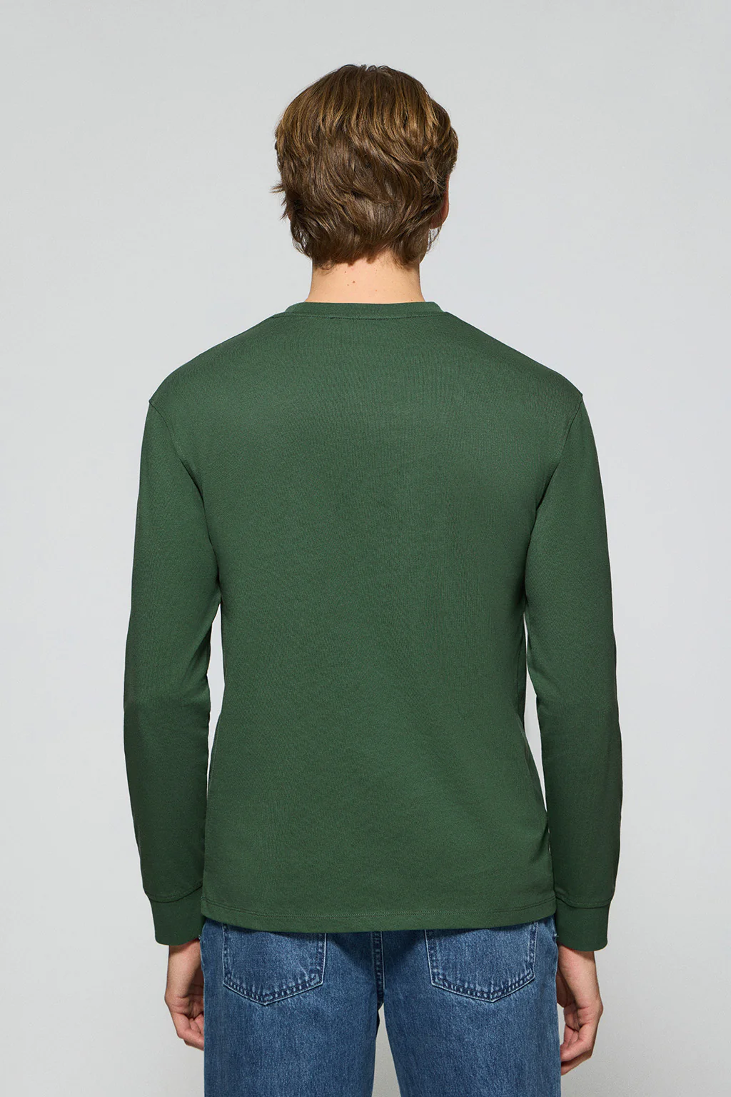 Green long-sleeve T-shirt with Rigby Go embroidered logo - Image 2