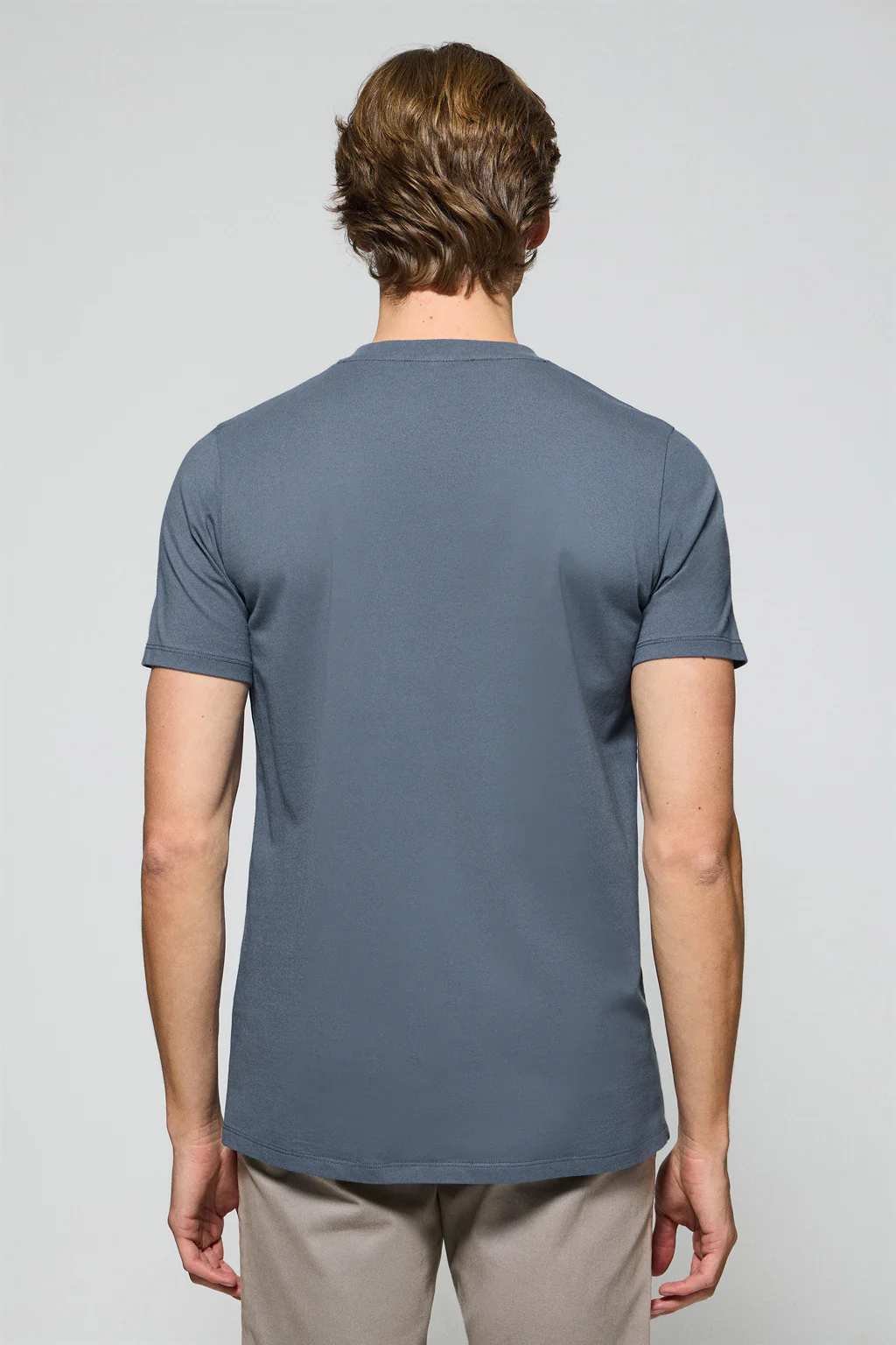 Denim-blue round-neck T-shirt with Rigby Go embroidered logo - Image 4