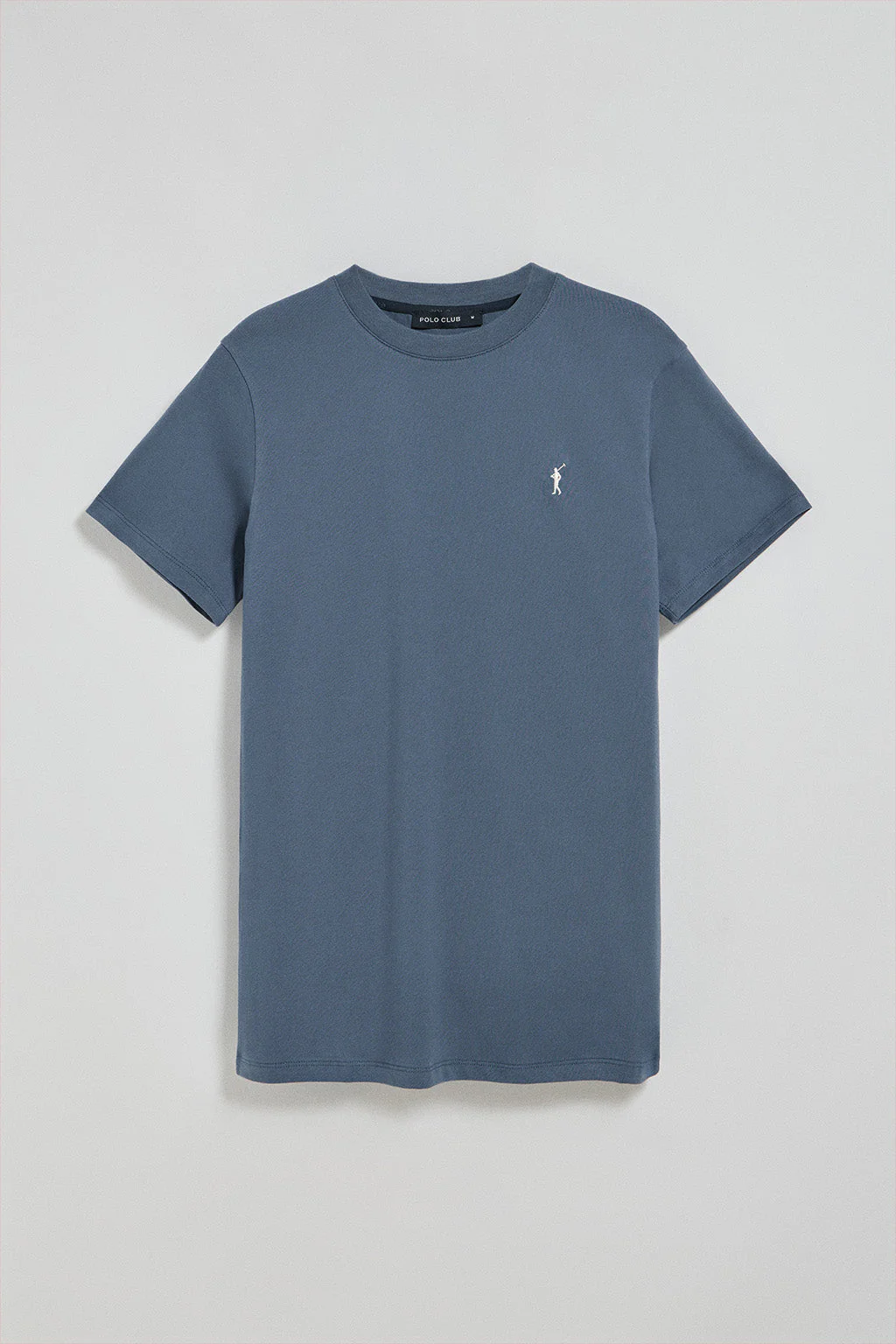 Denim-blue round-neck T-shirt with Rigby Go embroidered logo - Image 8