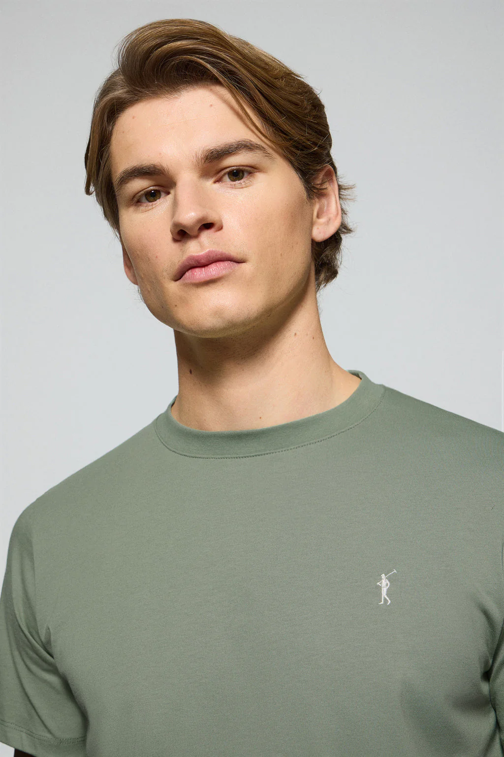 Jade-green round-neck T-shirt with Rigby Go embroidered logo - Image 2