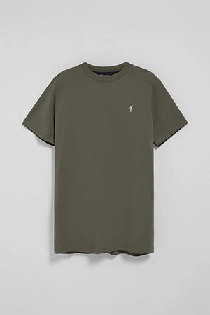 Army-green round-neck T-shirt with Rigby Go embroidered logo - Image 9