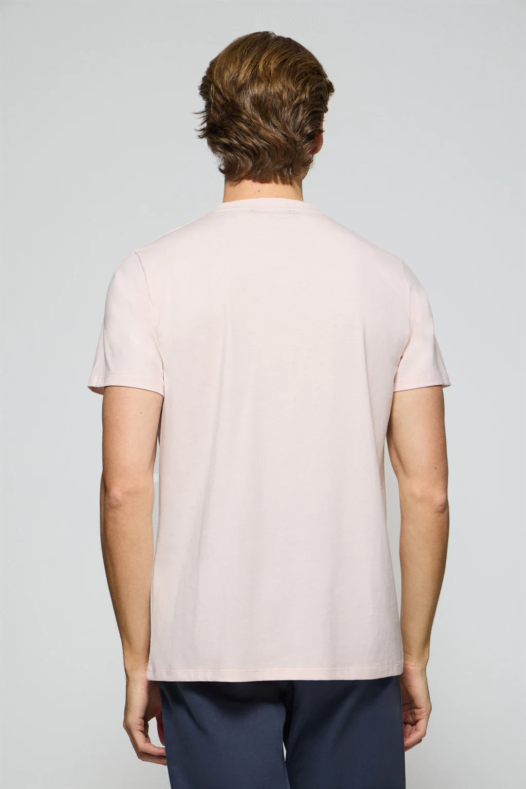 Light-pink round-neck T-shirt with Rigby Go embroidered logo - Image 2