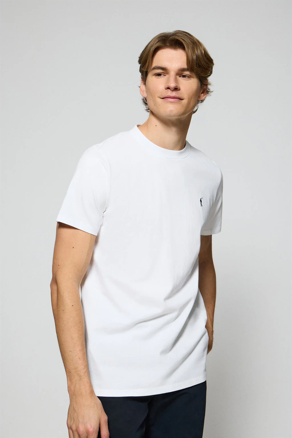 White round-neck T-shirt with Rigby Go embroidered logo - Image 2