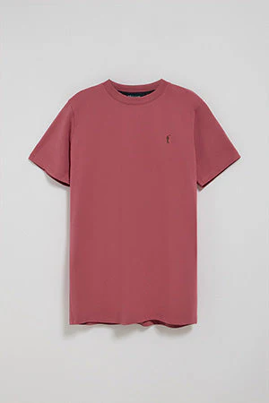 Wine-pink round-neck T-shirt with Rigby Go embroidered logo - Image 9