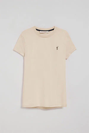 Beige short-sleeve T-shirt with Rigby Go embroidered logo - Image 8