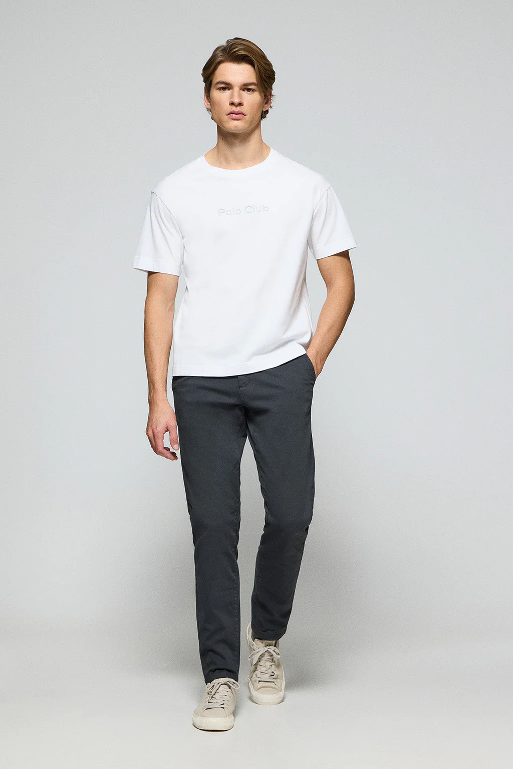 White round-neck short-sleeve tee with Polo Club logo - Image 3